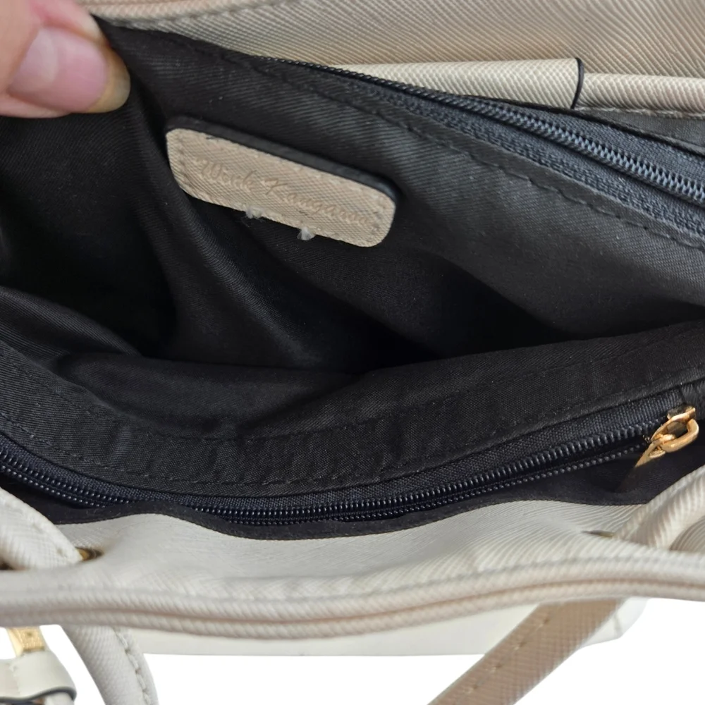 Wink Kangaroo Backpack Purse Bag Winter White Side Zippers Adjustable Straps - Picture 9 of 16